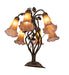 Meyda Lighting Lighting 18" High Amber/Purple Tiffany Pond Lily 6 Light Table Lamp