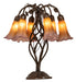 Meyda Lighting Lighting 18" High Amber/Purple Tiffany Pond Lily 6 Light Table Lamp