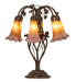 Meyda Lighting Lighting 18" High Amber/Purple Tiffany Pond Lily 6 Light Table Lamp