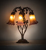 Meyda Lighting Lighting 18" High Amber/Purple Tiffany Pond Lily 6 Light Table Lamp