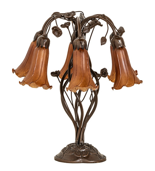 Meyda Lighting Lighting 18" High Amber Tiffany Pond Lily 6 Light Table Lamp