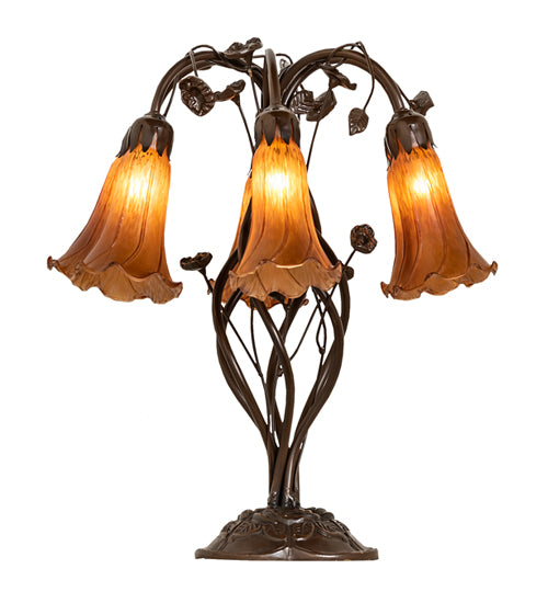 Meyda Lighting Lighting 18" High Amber Tiffany Pond Lily 6 Light Table Lamp