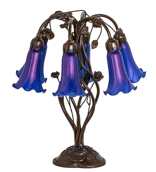 Meyda Lighting Lighting 18" High Blue Tiffany Pond Lily 6 Light Table Lamp