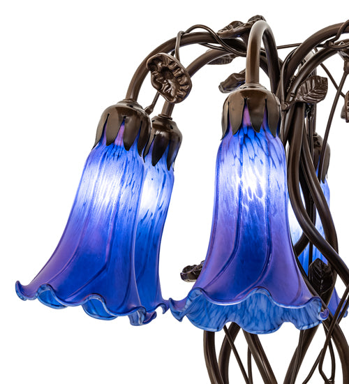 Meyda Lighting Lighting 18" High Blue Tiffany Pond Lily 6 Light Table Lamp