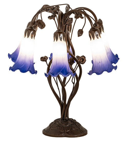 Meyda Lighting Lighting 18" High Blue/White Pond Lily 6 Light Table Lamp