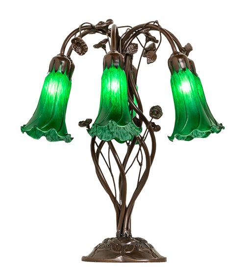 Meyda Lighting Lighting 18" High Green Tiffany Pond Lily 6 Light Table Lamp