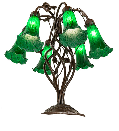 Meyda Lighting Lighting 18" High Green Tiffany Pond Lily 6 Light Table Lamp