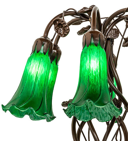 Meyda Lighting Lighting 18" High Green Tiffany Pond Lily 6 Light Table Lamp