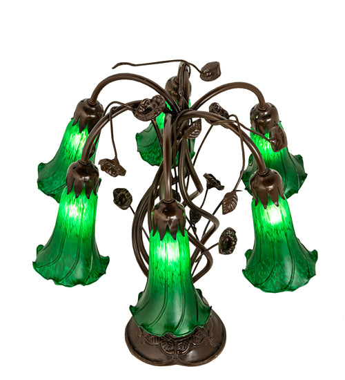 Meyda Lighting Lighting 18" High Green Tiffany Pond Lily 6 Light Table Lamp