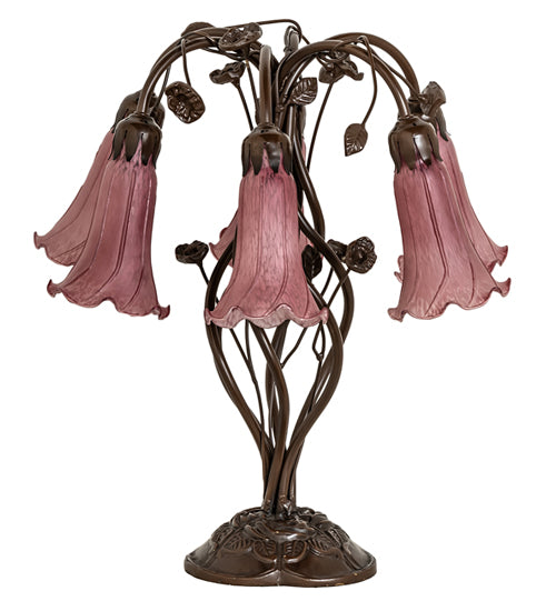 Meyda Lighting Lighting 18" High Lavender Tiffany Pond Lily 6 Light Table Lamp
