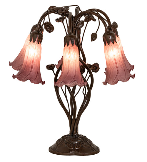 Meyda Lighting Lighting 18" High Lavender Tiffany Pond Lily 6 Light Table Lamp