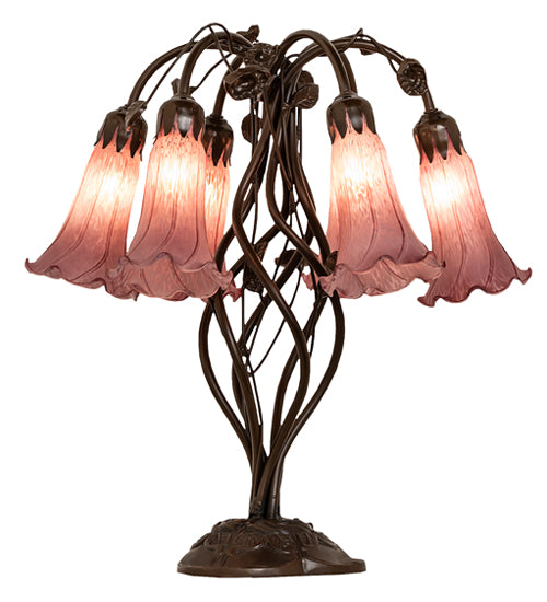 Meyda Lighting Lighting 18" High Lavender Tiffany Pond Lily 6 Light Table Lamp