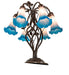 Meyda Lighting Lighting 18" High Pink/Blue Tiffany Pond Lily 6 Light Table Lamp
