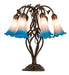 Meyda Lighting Lighting 18" High Pink/Blue Tiffany Pond Lily 6 Light Table Lamp
