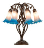 Meyda Lighting Lighting 18" High Pink/Blue Tiffany Pond Lily 6 Light Table Lamp