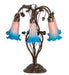 Meyda Lighting Lighting 18" High Pink/Blue Tiffany Pond Lily 6 Light Table Lamp