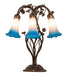 Meyda Lighting Lighting 18" High Pink/Blue Tiffany Pond Lily 6 Light Table Lamp
