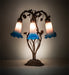 Meyda Lighting Lighting 18" High Pink/Blue Tiffany Pond Lily 6 Light Table Lamp