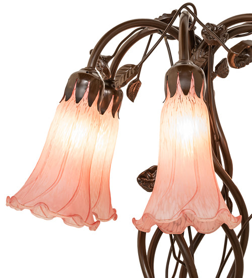 Meyda Lighting Lighting 18" High Pink Tiffany Pond Lily 6 Light Table Lamp