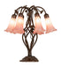 Meyda Lighting Lighting 18" High Pink Tiffany Pond Lily 6 Light Table Lamp