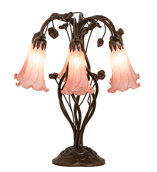 Meyda Lighting Lighting 18" High Pink Tiffany Pond Lily 6 Light Table Lamp