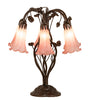 Meyda Lighting Lighting 18" High Pink Tiffany Pond Lily 6 Light Table Lamp