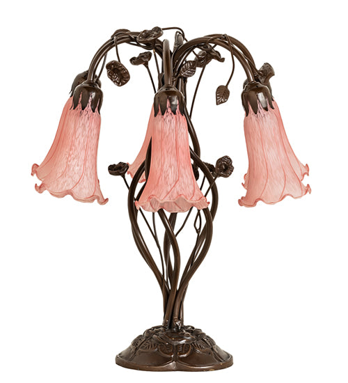 Meyda Lighting Lighting 18" High Pink Tiffany Pond Lily 6 Light Table Lamp