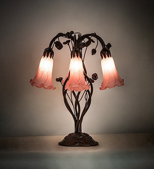 Meyda Lighting Lighting 18" High Pink Tiffany Pond Lily 6 Light Table Lamp