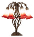 Meyda Lighting Lighting 18" High Red/White Tiffany Pond Lily 6 Light Table Lamp