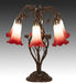 Meyda Lighting Lighting 18" High Red/White Tiffany Pond Lily 6 Light Table Lamp