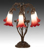 Meyda Lighting Lighting 18" High Red/White Tiffany Pond Lily 6 Light Table Lamp