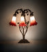 Meyda Lighting Lighting 18" High Red/White Tiffany Pond Lily 6 Light Table Lamp