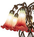 Meyda Lighting Lighting 18" High Seafoam/Cranberry Tiffany Pond Lily 6 Light Table Lamp
