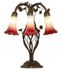 Meyda Lighting Lighting 18" High Seafoam/Cranberry Tiffany Pond Lily 6 Light Table Lamp