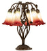 Meyda Lighting Lighting 18" High Seafoam/Cranberry Tiffany Pond Lily 6 Light Table Lamp