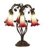 Meyda Lighting Lighting 18" High Seafoam/Cranberry Tiffany Pond Lily 6 Light Table Lamp