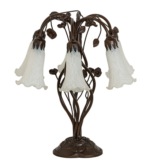 Meyda Lighting Lighting 18" High White Tiffany Pond Lily 6 Light Table Lamp