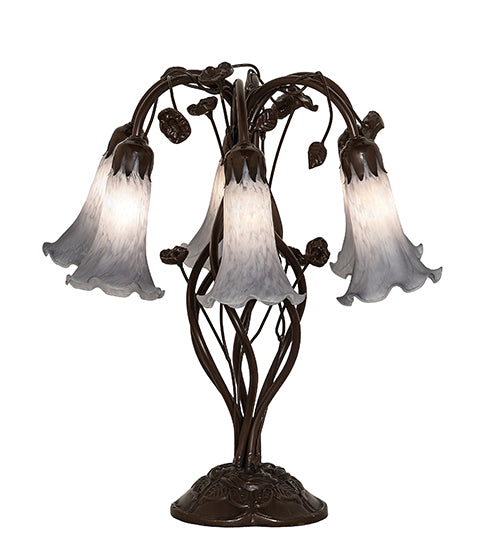 Meyda Lighting Lighting 19" High Gray Tiffany Pond Lily 6 Light Table Lamp