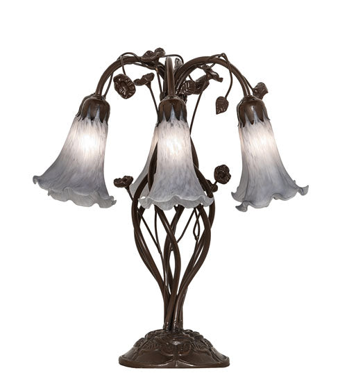 Meyda Lighting Lighting 19" High Gray Tiffany Pond Lily 6 Light Table Lamp