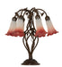 Meyda Lighting Lighting 19" High Pink/White Tiffany Pond Lily 6 Light Table Lamp
