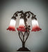 Meyda Lighting Lighting 19" High Pink/White Tiffany Pond Lily 6 Light Table Lamp
