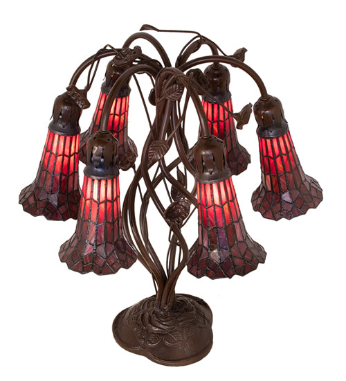 Meyda Lighting Lighting 19" High Stained Glass Pond Lily 6 Light Table Lamp