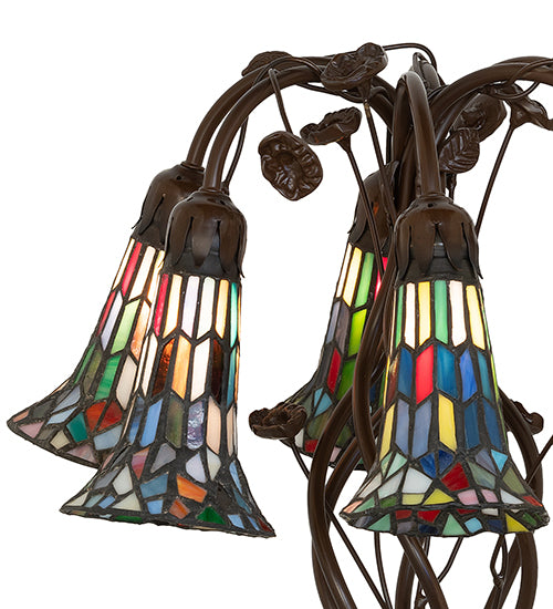 Meyda Lighting Lighting 19" High Stained Glass Pond Lily 6 Light Table Lamp