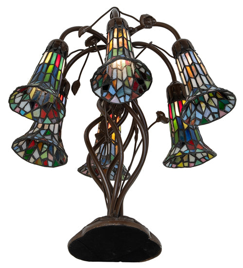 Meyda Lighting Lighting 19" High Stained Glass Pond Lily 6 Light Table Lamp