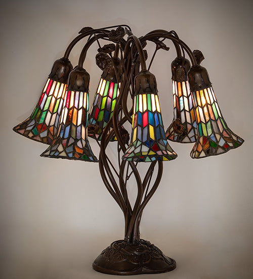 Meyda Lighting Lighting 19" High Stained Glass Pond Lily 6 Light Table Lamp