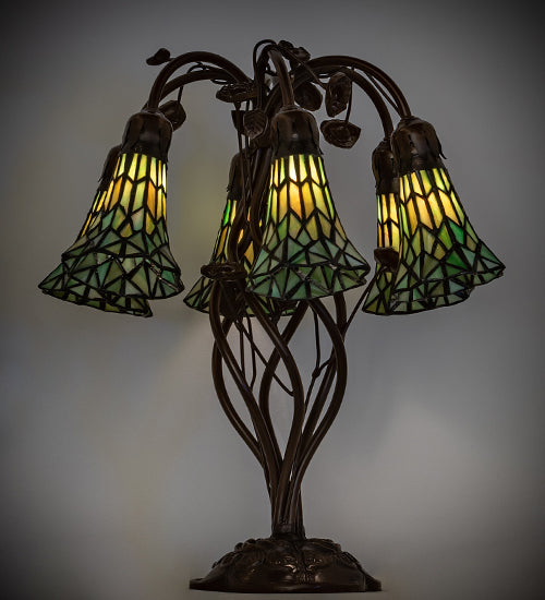 Meyda Lighting Lighting 19" High Stained Glass Pond Lily 6 Light Table Lamp