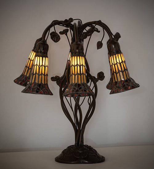 Meyda Lighting Lighting 19" High Stained Glass Pond Lily 6 Light Table Lamp