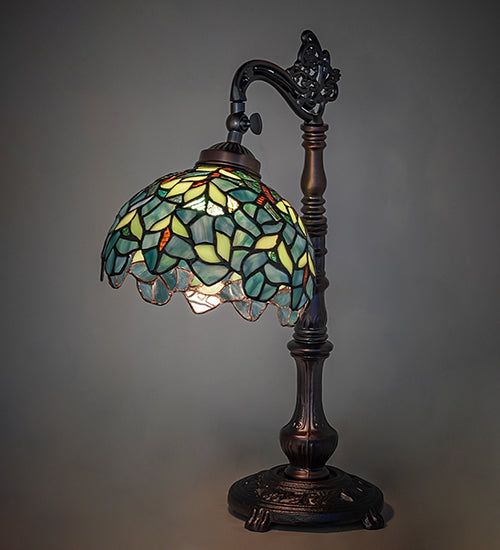 Meyda Lighting Lighting 20" High Nightfall Wisteria Bridge Arm Table Lamp