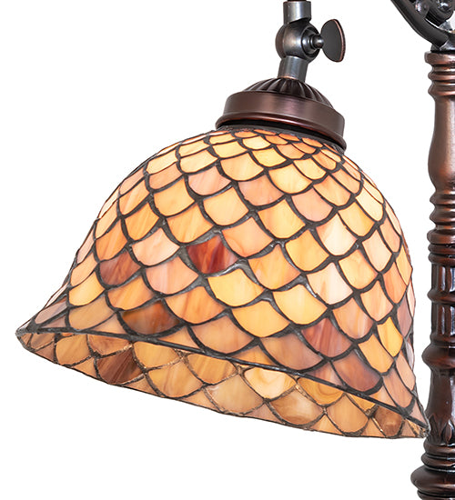Meyda Lighting Lighting 20" High Tiffany Fishscale Bridge Arm Table Lamp