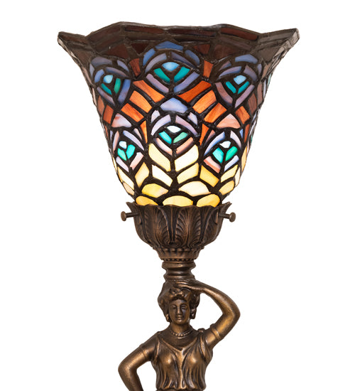Meyda Lighting Lighting 20" High Tiffany Peacock Feather Accent Lamp